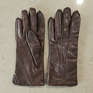 Vintage Charter Collection Brown Leather, Lined Gloves